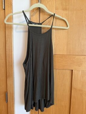 Ribbed Dark Green Tank Top - Comfortable Women's Cami. Size L.